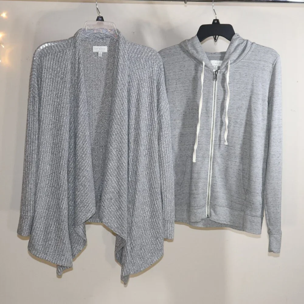 Lucky Brand Grey Cardigan Sweater Hoodie Lot Size Medium